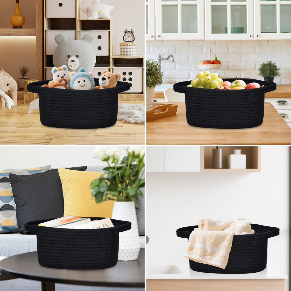 ABenkle pet-safe storage basket made from natural cotton rope for family use