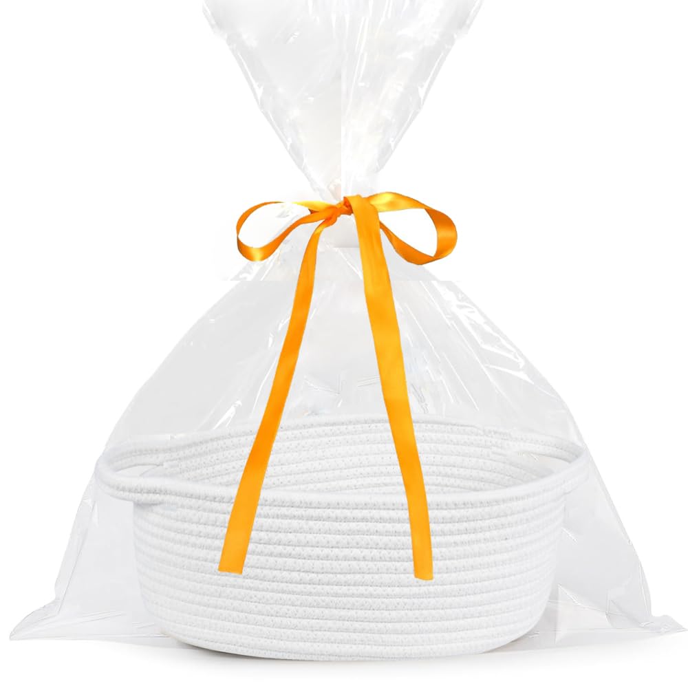 ABenkle small basket for nursery storage with soft cotton rope and modern decor.