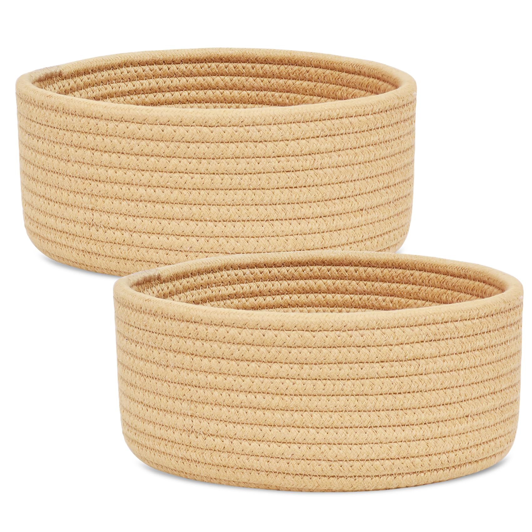 ABenkle small round basket with cotton rope for quick small-item organization.