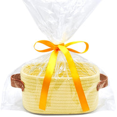 ABenkle small storage basket in cotton rope with handle, ideal for nursery toys and bathroom essentials.