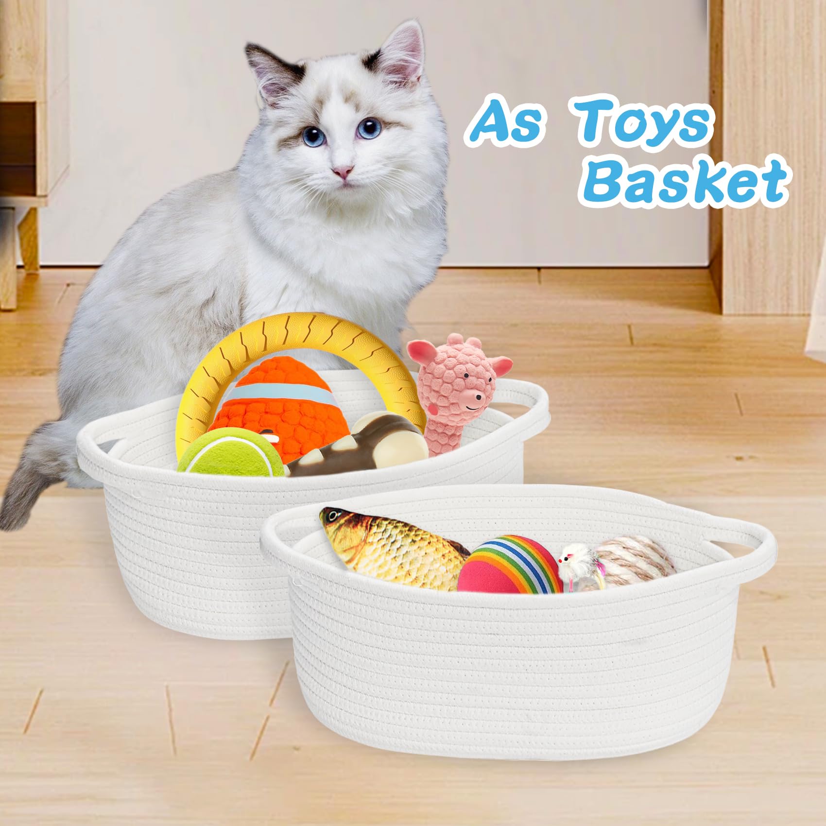 ABenkle white decorative basket complements shelves, countertops, and desks