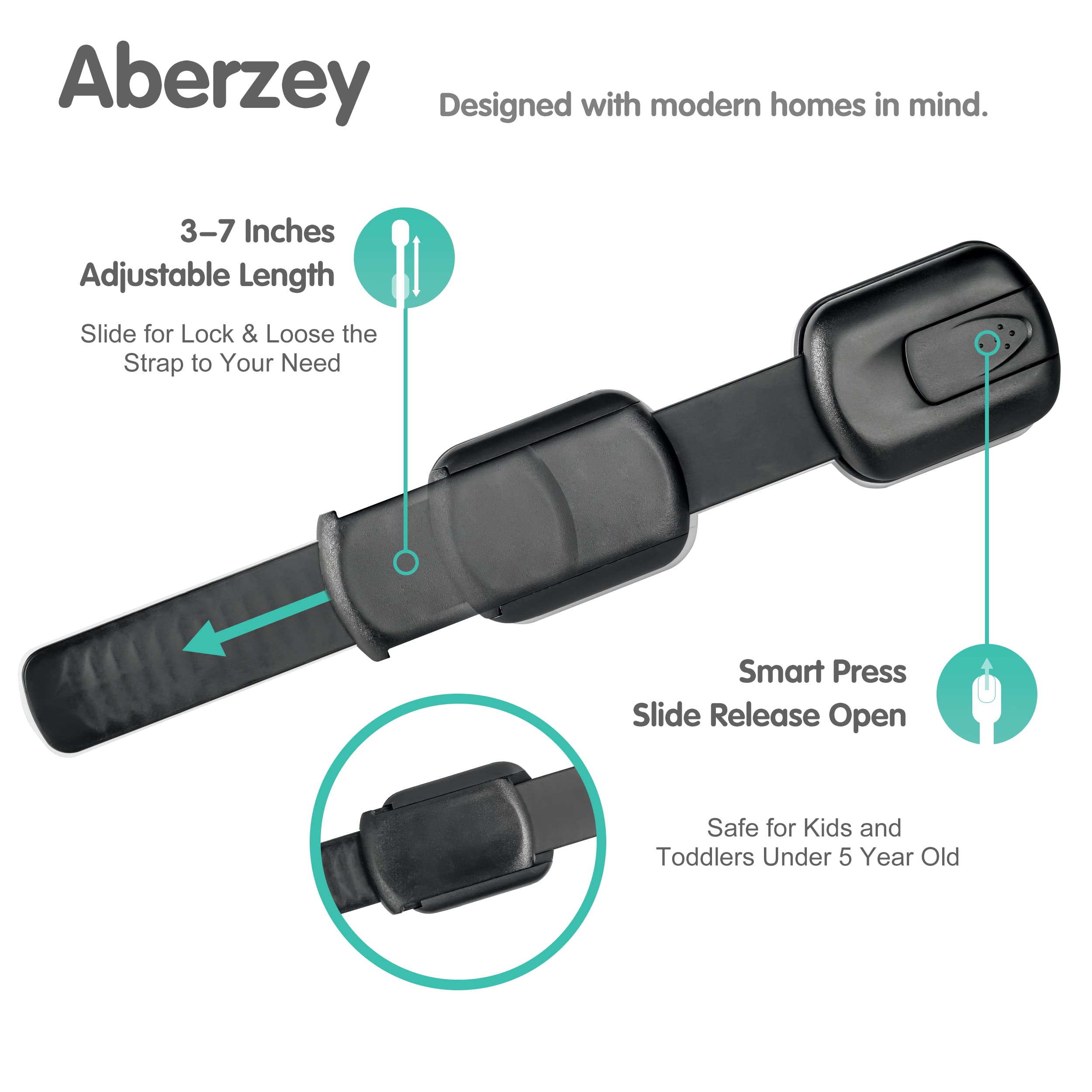 Aberzey sturdy adhesive design offers long-lasting safety.