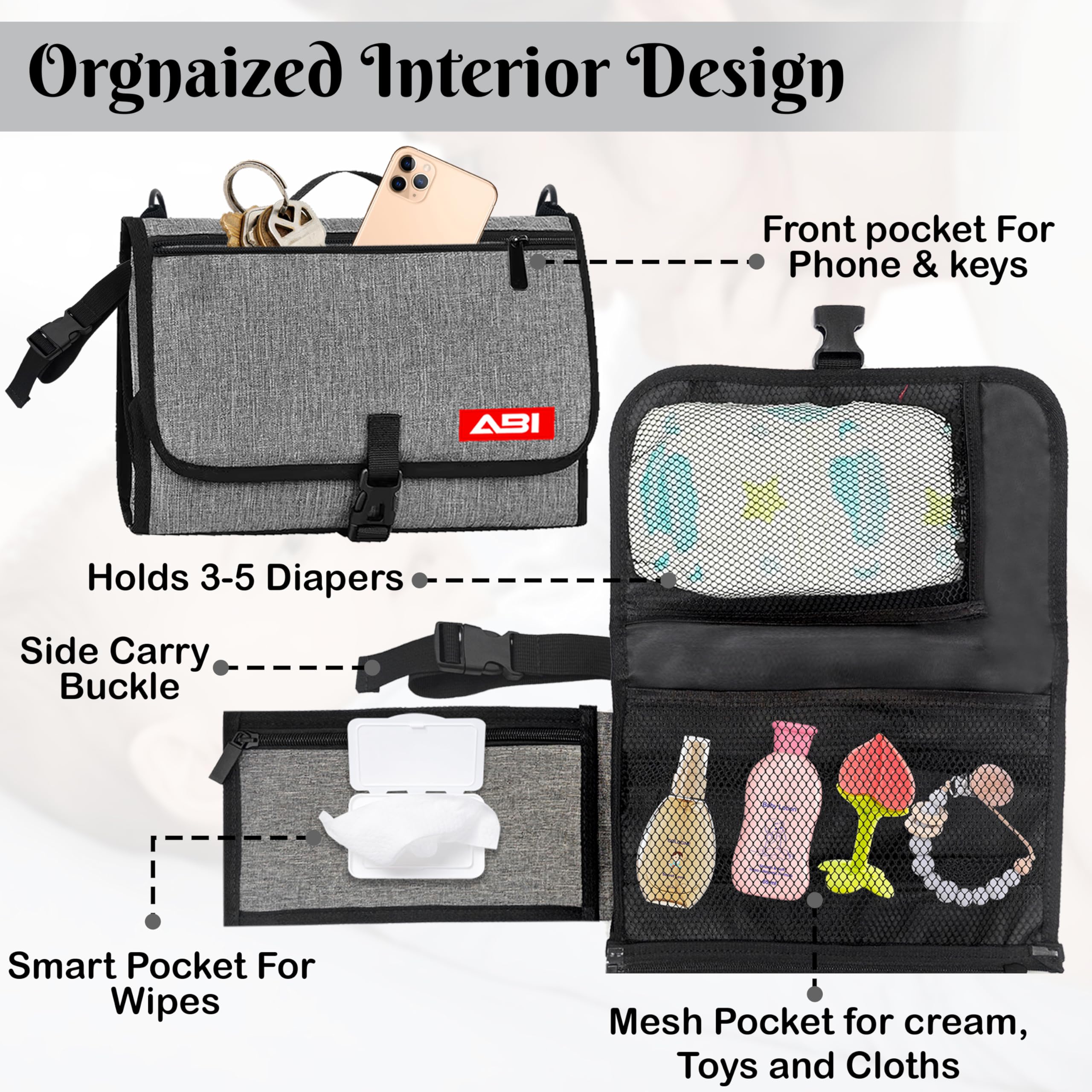 ABI fold-into-8x11 clutch for compact packing in luggage