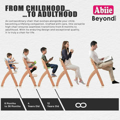 Abiie Beyond Junior high chair has easy-clean waterproof cushions.