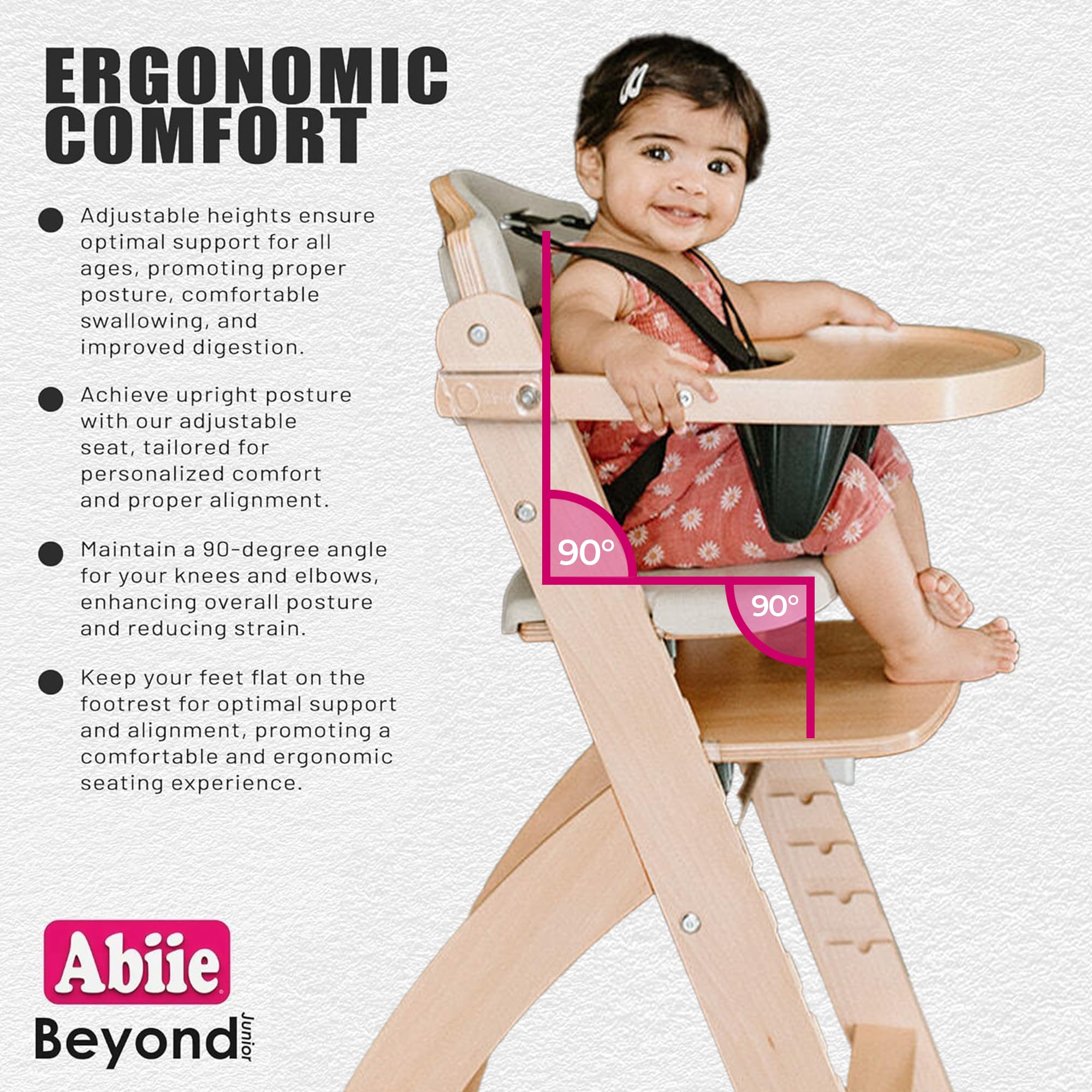 Abiie Beyond Junior tray cover is dishwasher-safe for quick cleanup.