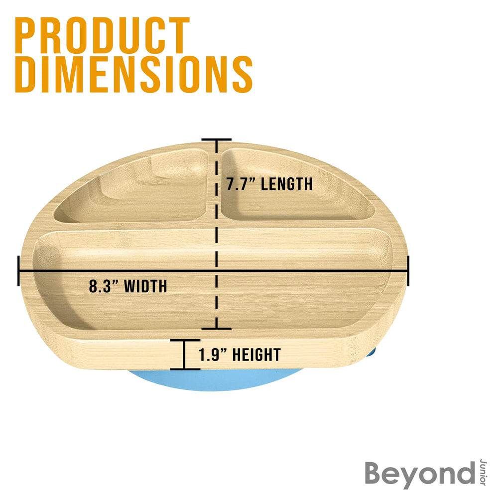 Abiie Octopod bamboo plate promotes mess-free dining and self-feeding.