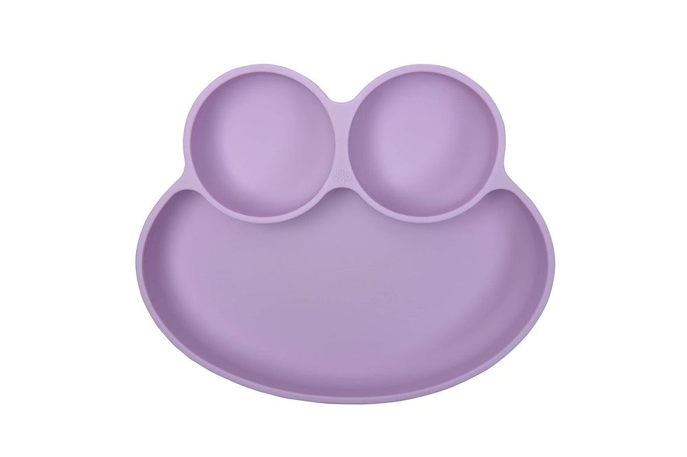 Abiie Octopod Frog suction plate firmly grips surfaces for mess-free feeding.