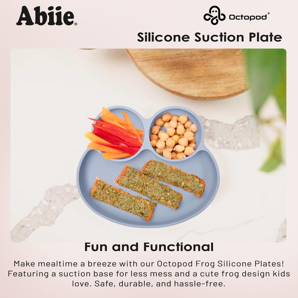 Abiie Octopod Frog three-compartment design keeps foods separated during meals.