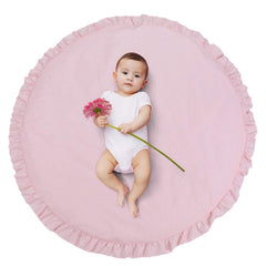 ABREEZE baby cotton play mat pink round for soft tummy time and safe play