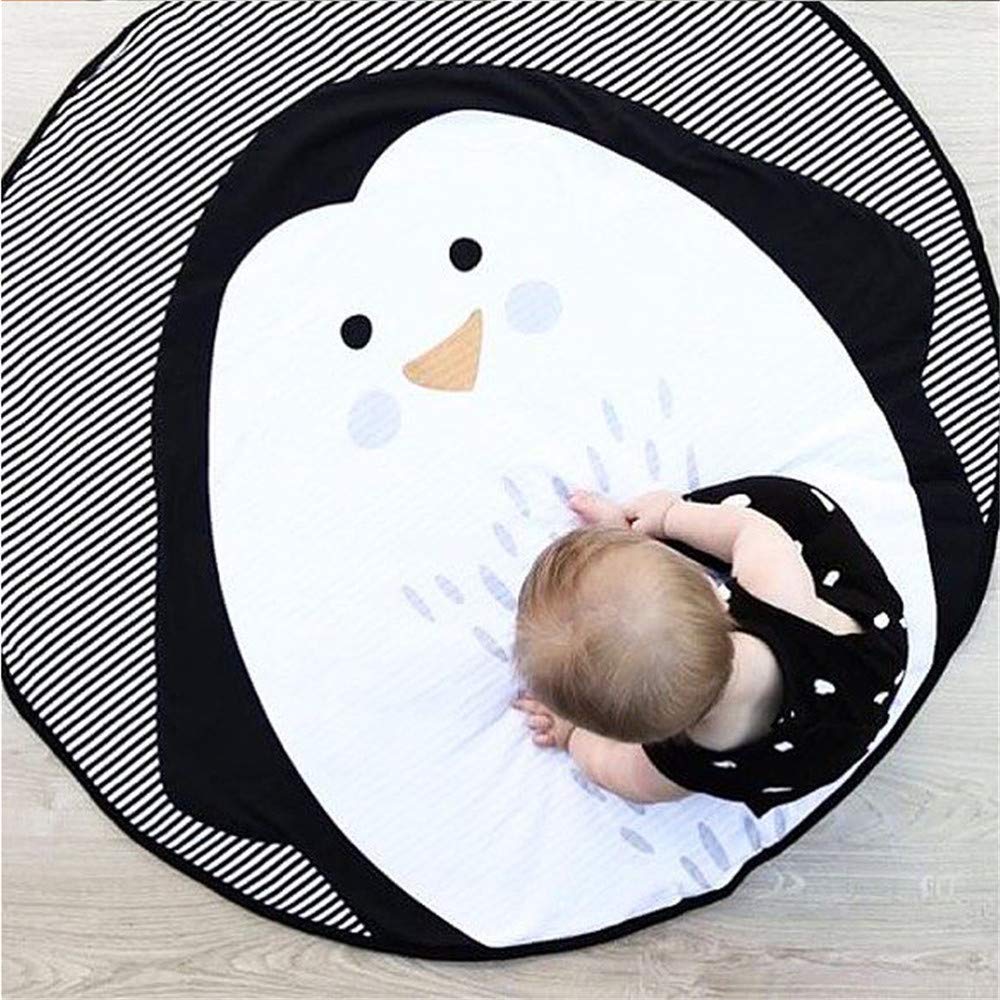 ABREEZE baby crawling mat with penguin play design provides a soft surface for tummy time.
