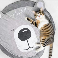 ABREEZE Bear Baby Round Play Pad 90cm on soft surface; ideal for tummy time and gentle crawling