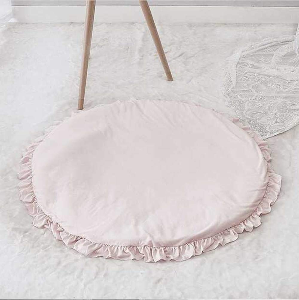 ABREEZE pink round crawling rug 100 cm diameter supports toddlers