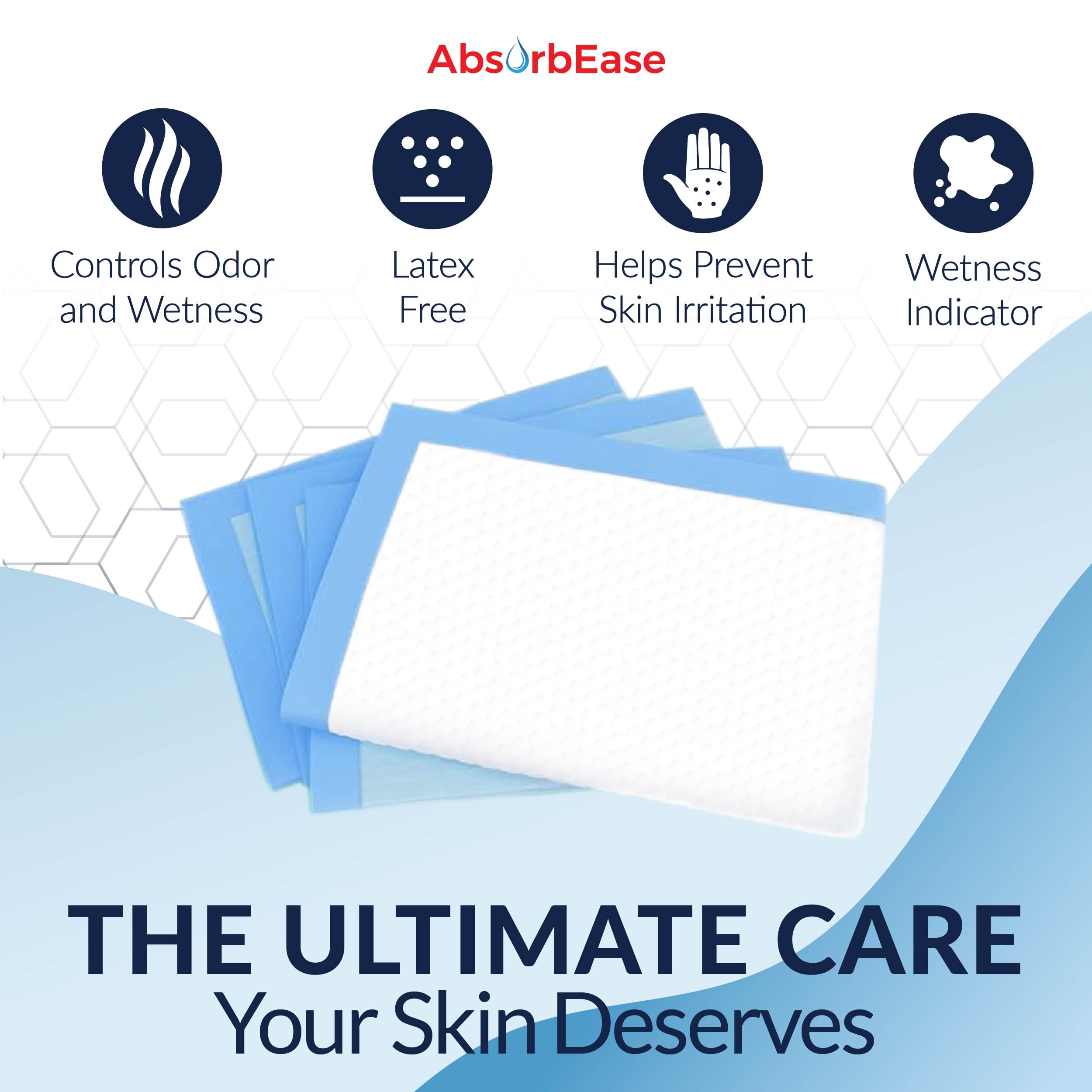 AbsorbEase large 23x36 inch underpads covering floor area
