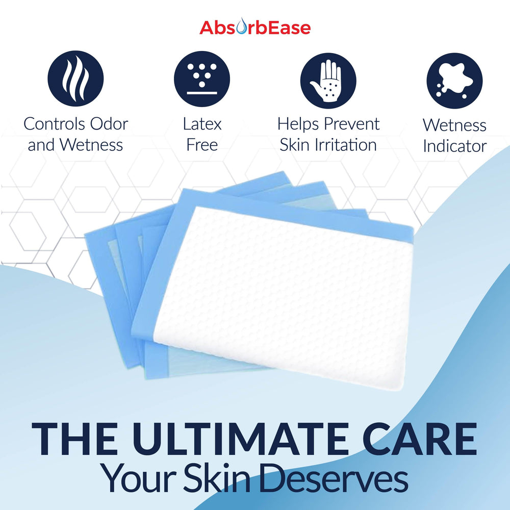AbsorbEase large 23x36 inch underpads covering floor area