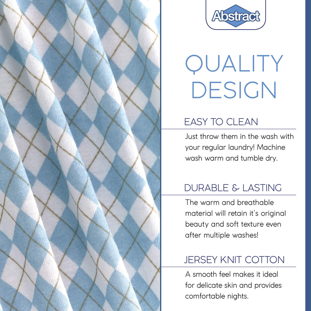 Abstract baby crib sheet blue is easy care with machine wash and tumble dry.