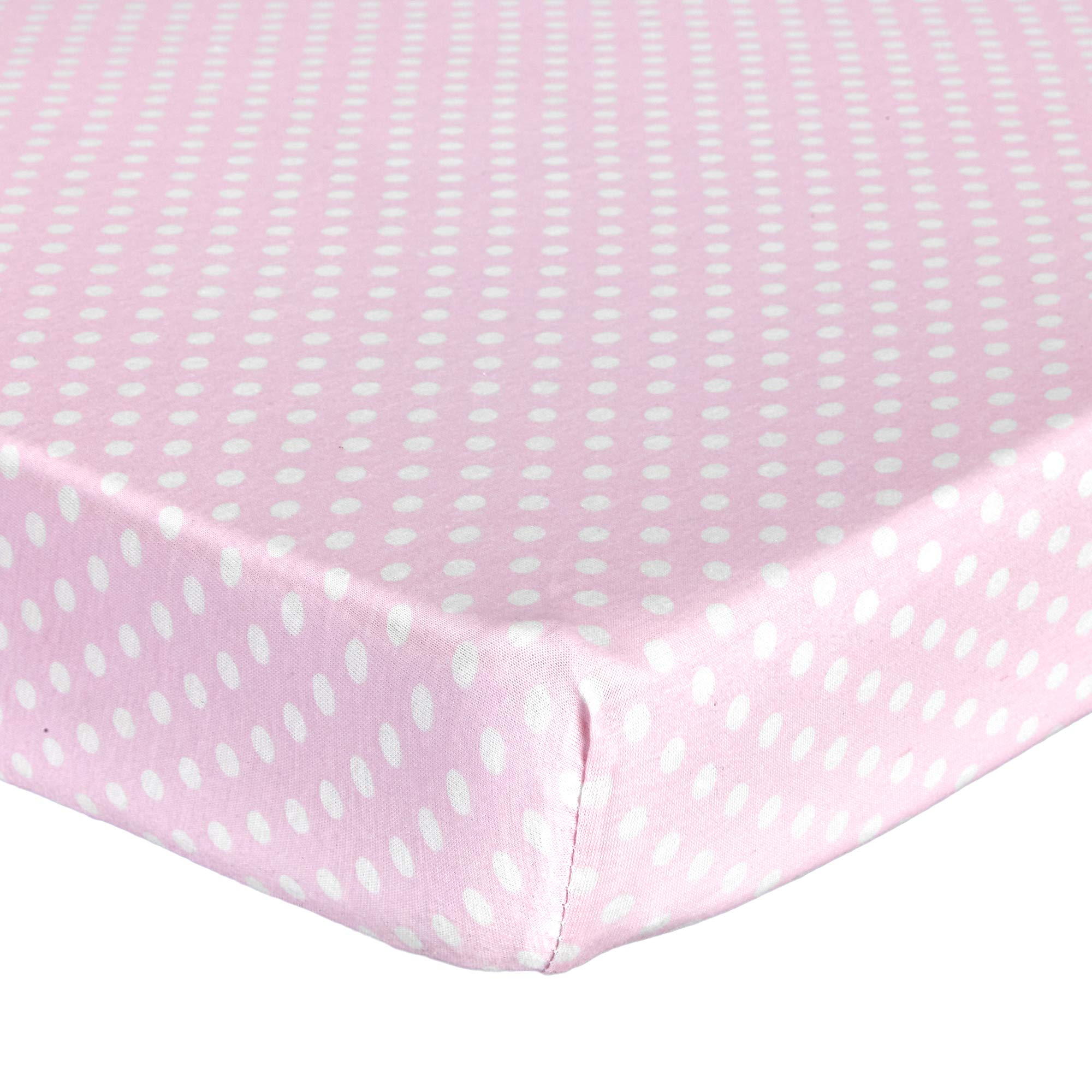 Abstract Mini Crib Sheets with pink polka dots for a cozy nursery.
