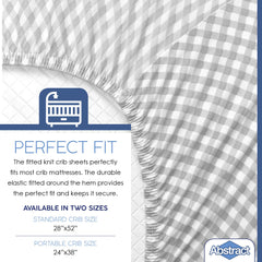 Abstract Mini Crib Sheets in polka dot style add playful decor while keeping skin gentle.