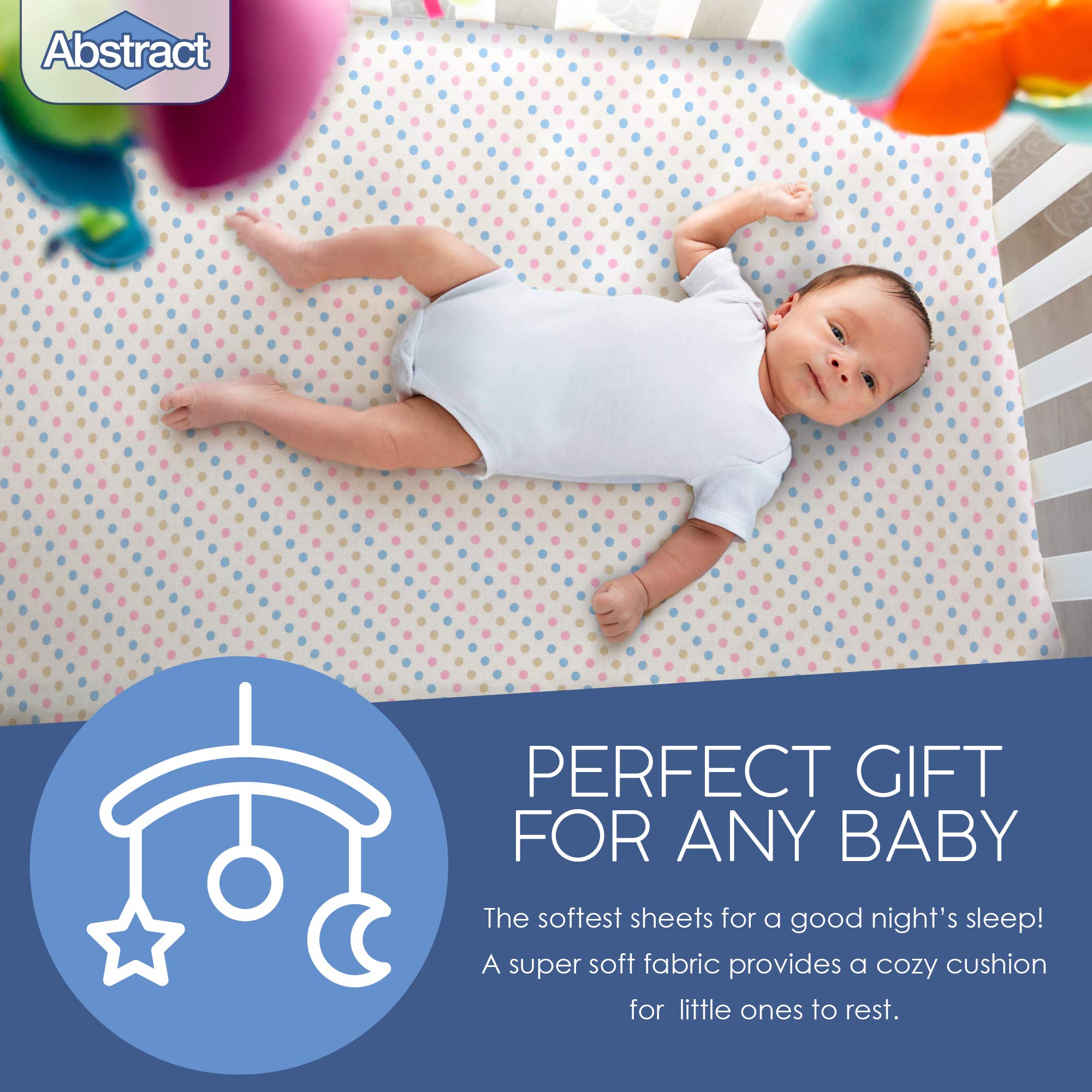 Abstract Mini Crib Sheets portable crib compatible, universal fit.