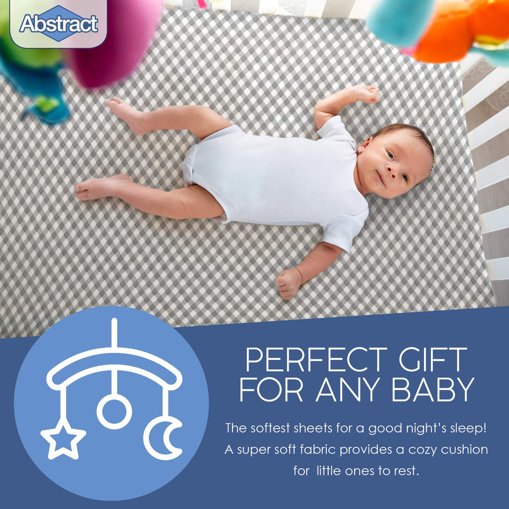 Abstract Solid Gray Mini Crib Sheets deliver versatile, soft cotton comfort for any nursery.