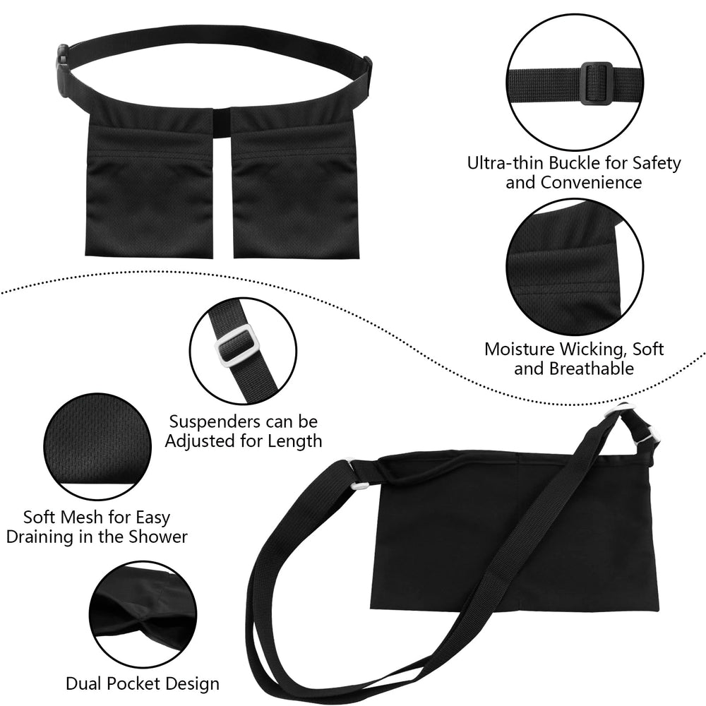 Abvsdu adjustable waist belt and drain pouch for personalized fit.