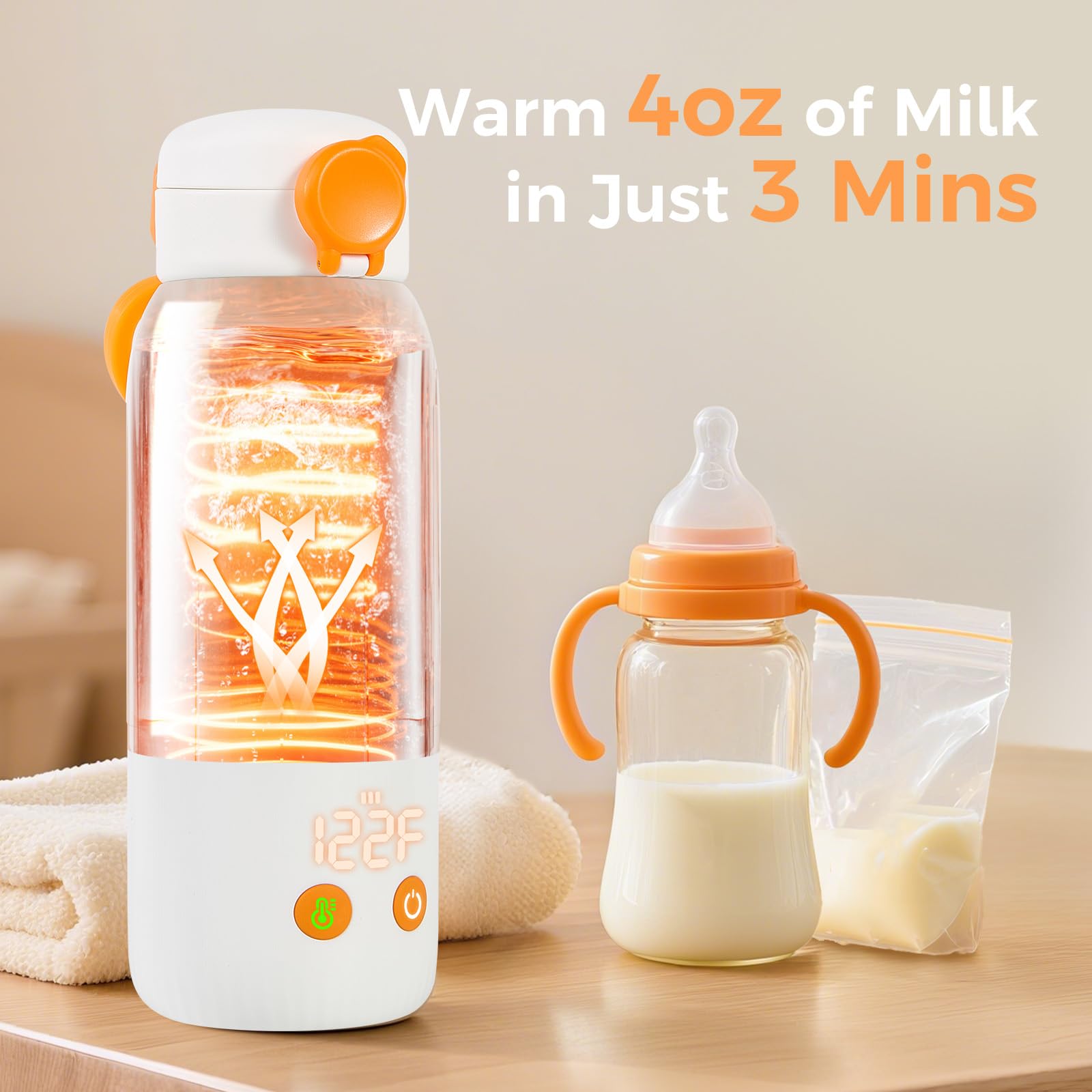ACABEA four temperature presets provide precise warmth for milk and formula.