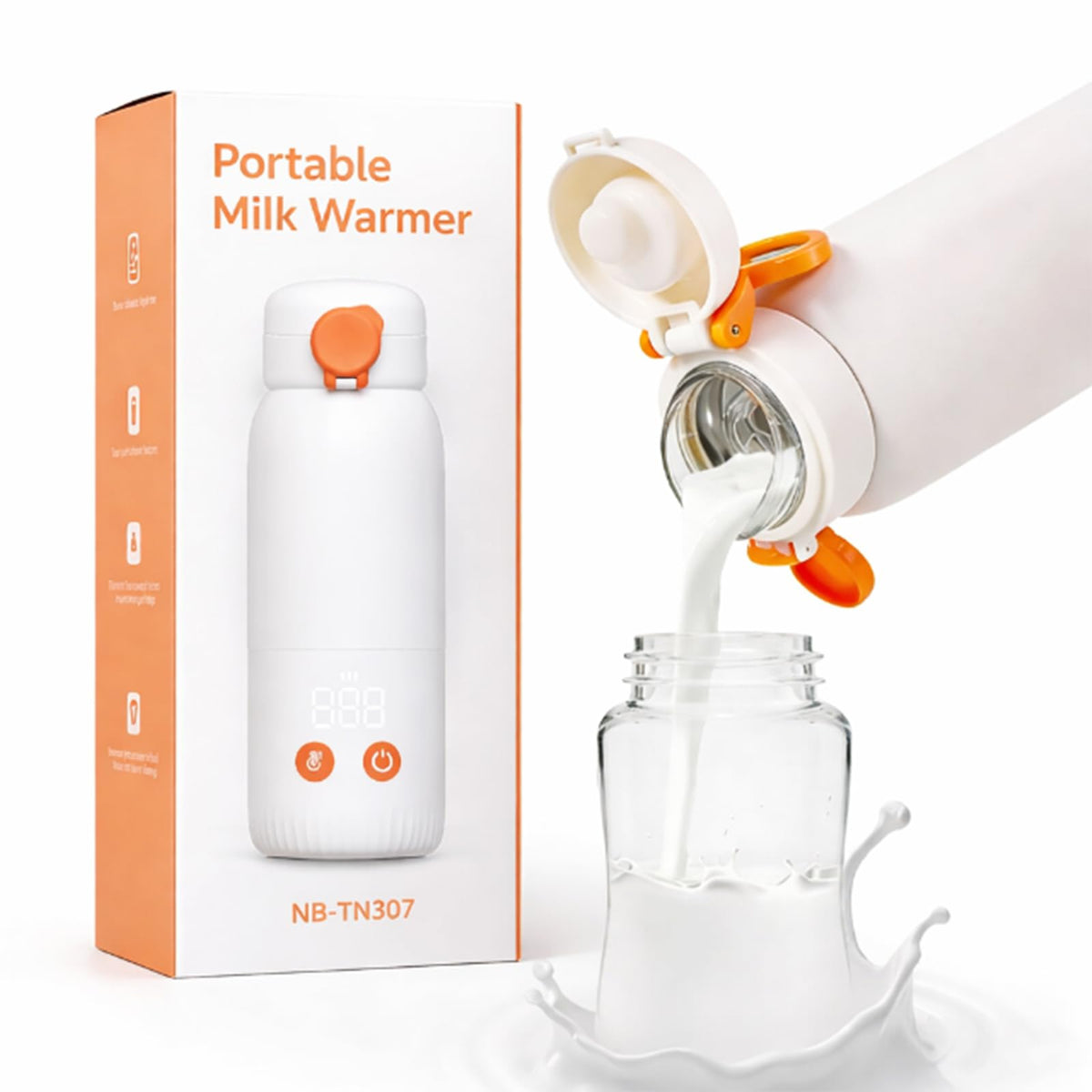ACABEA portable bottle warmer in a travel-ready setup for on-the-go feeding.