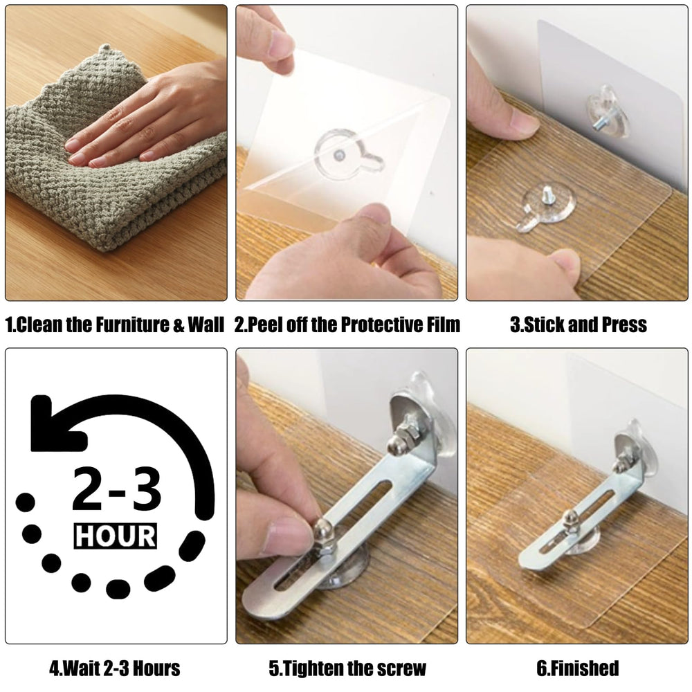 AccEncyc L-bracket in use demonstrates adjustable distance from wall up to 1.9 inches.
