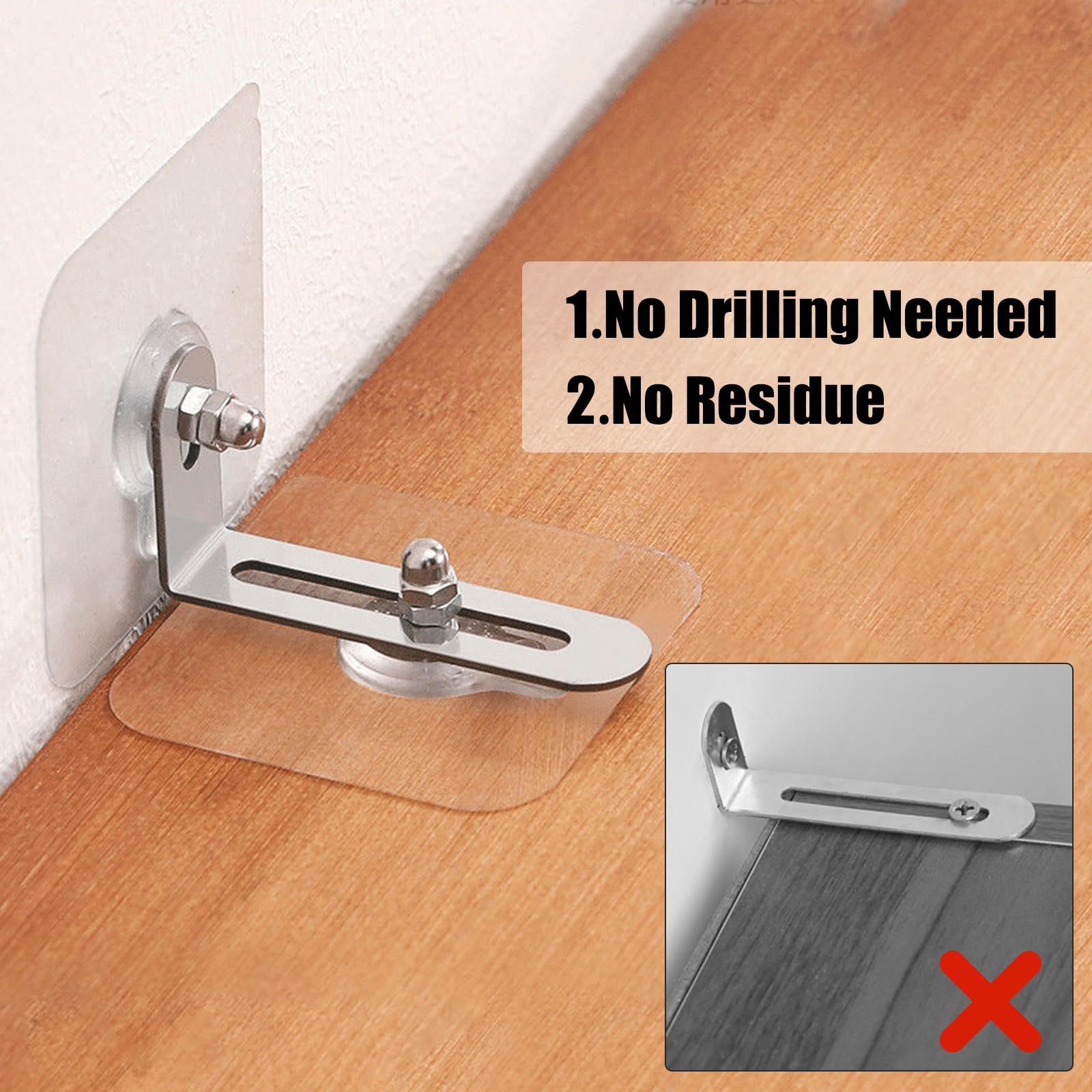 AccEncyc anchors compatible with smooth tile, glass, laminates, and wood surfaces.