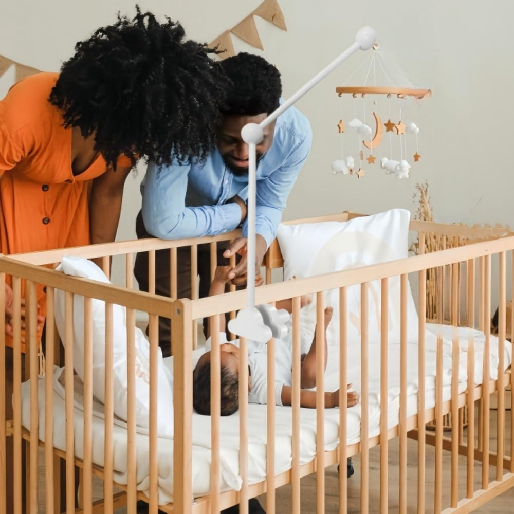 Accfore white wooden design adds nursery charm and durability
