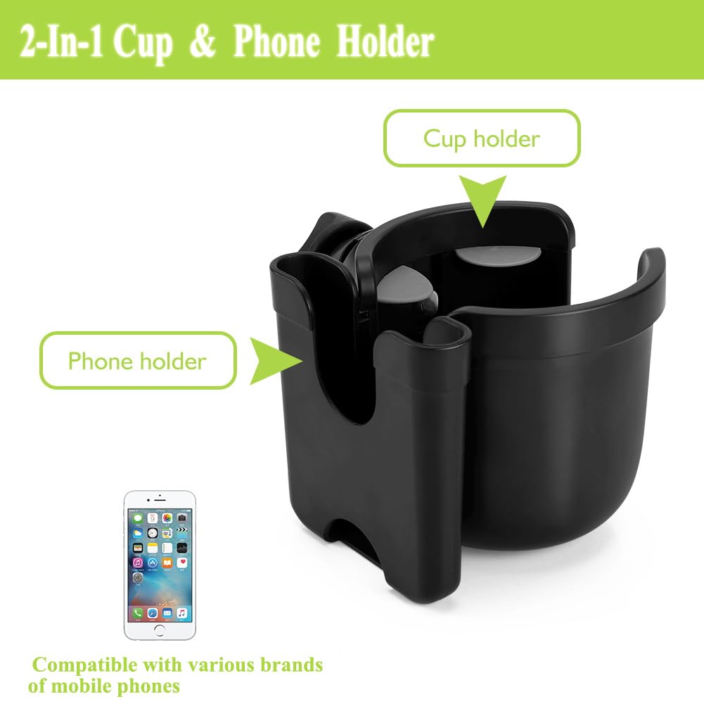 Accmor 2-in-1 cup and phone holder supports drinks and calls.