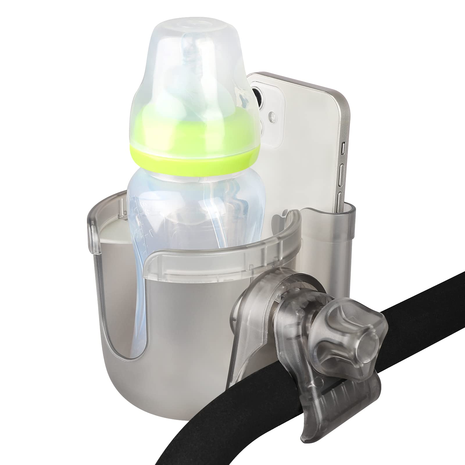 Accmor 2in1 cup holder and phone holder secures belongings during walks.