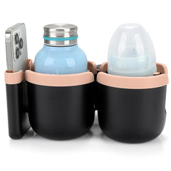 Accmor 2-in-1 cup phone holder attached to a stroller for convenient access.