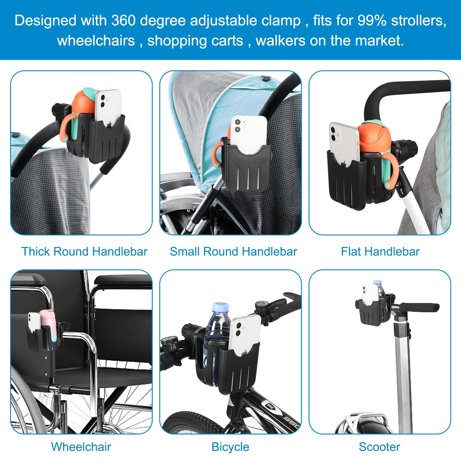 Accmor 360-degree rotatable clamp secures the holder without shifting.