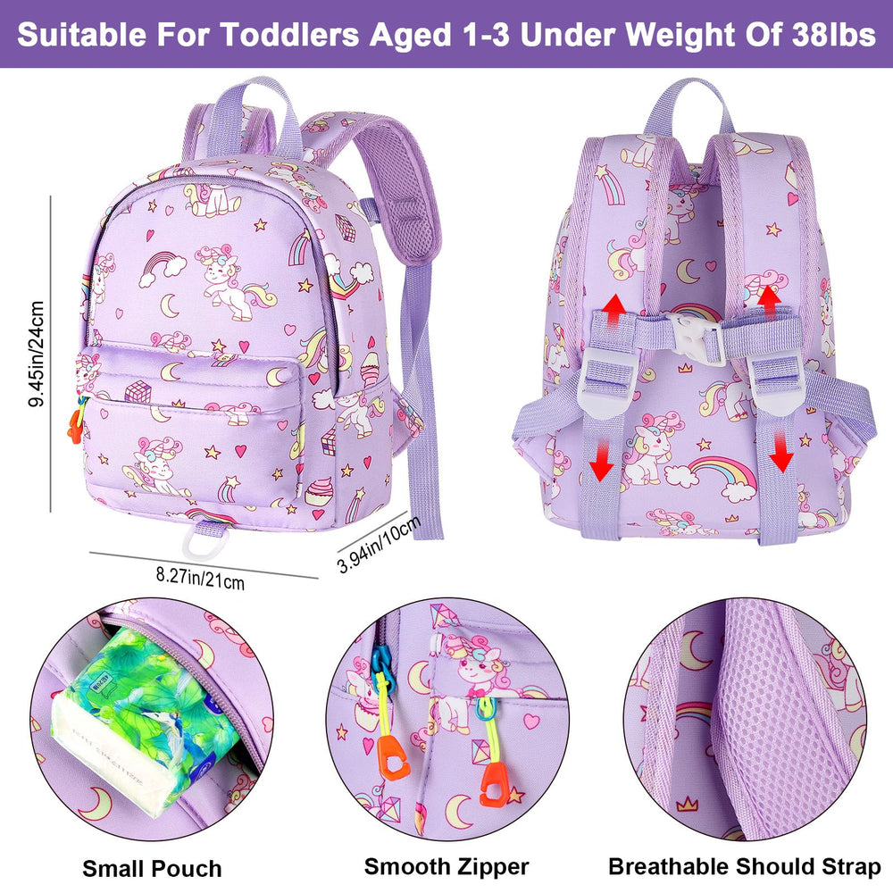 Accmor unicorn-pattern toddler backpack shows 4-in-1 versatility for parents.