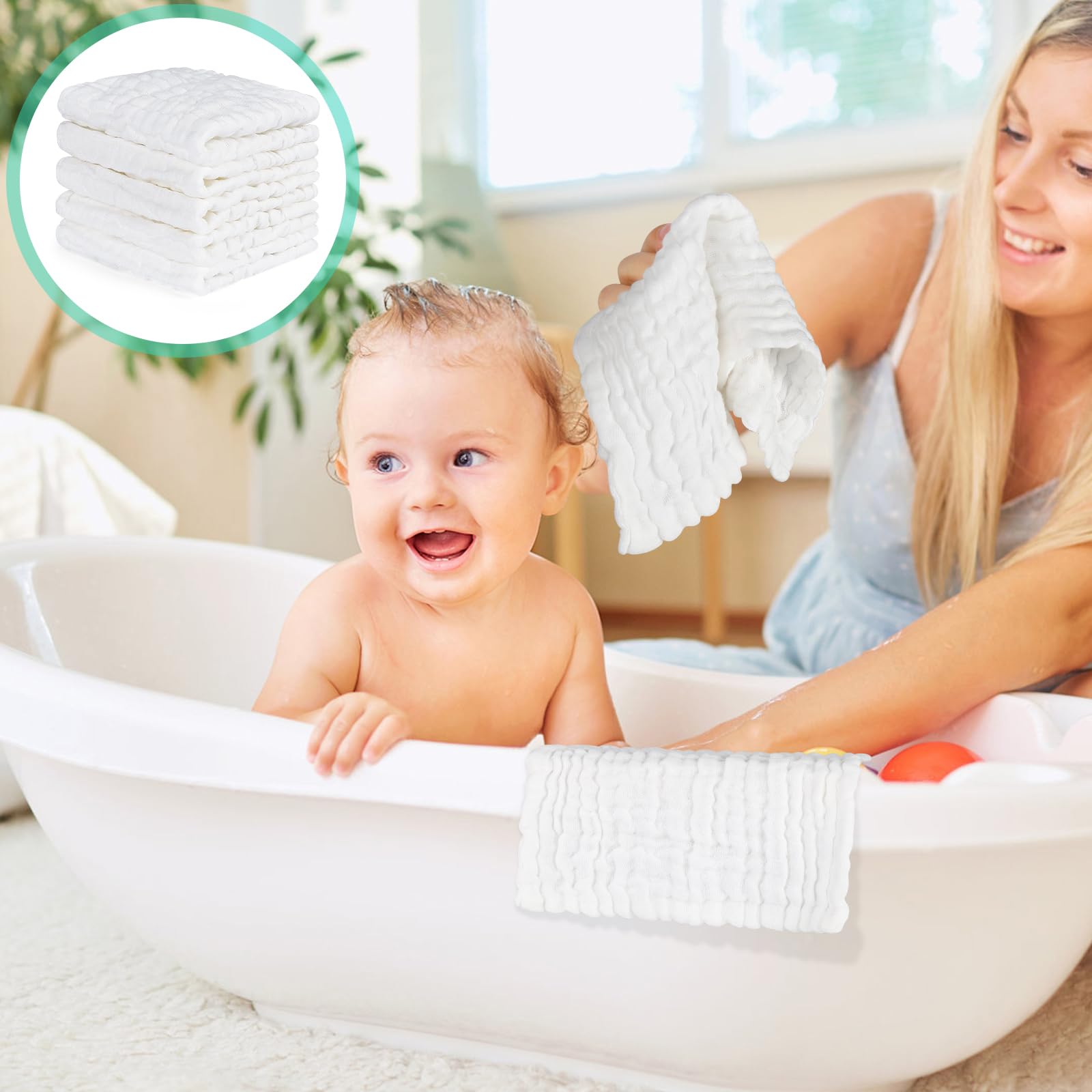 Accmor 6-layer cotton washcloths provide high absorbency for quick drying.