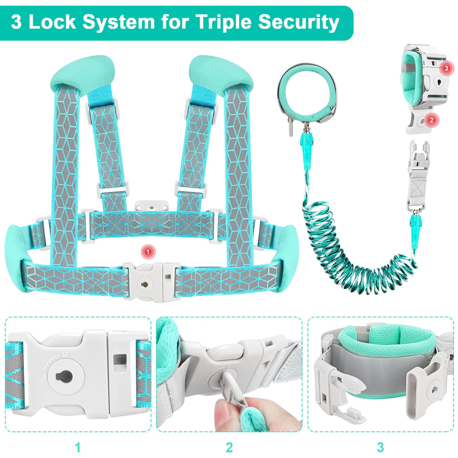 Accmor anti-lost wrist link in stainless steel keeps child close and secure