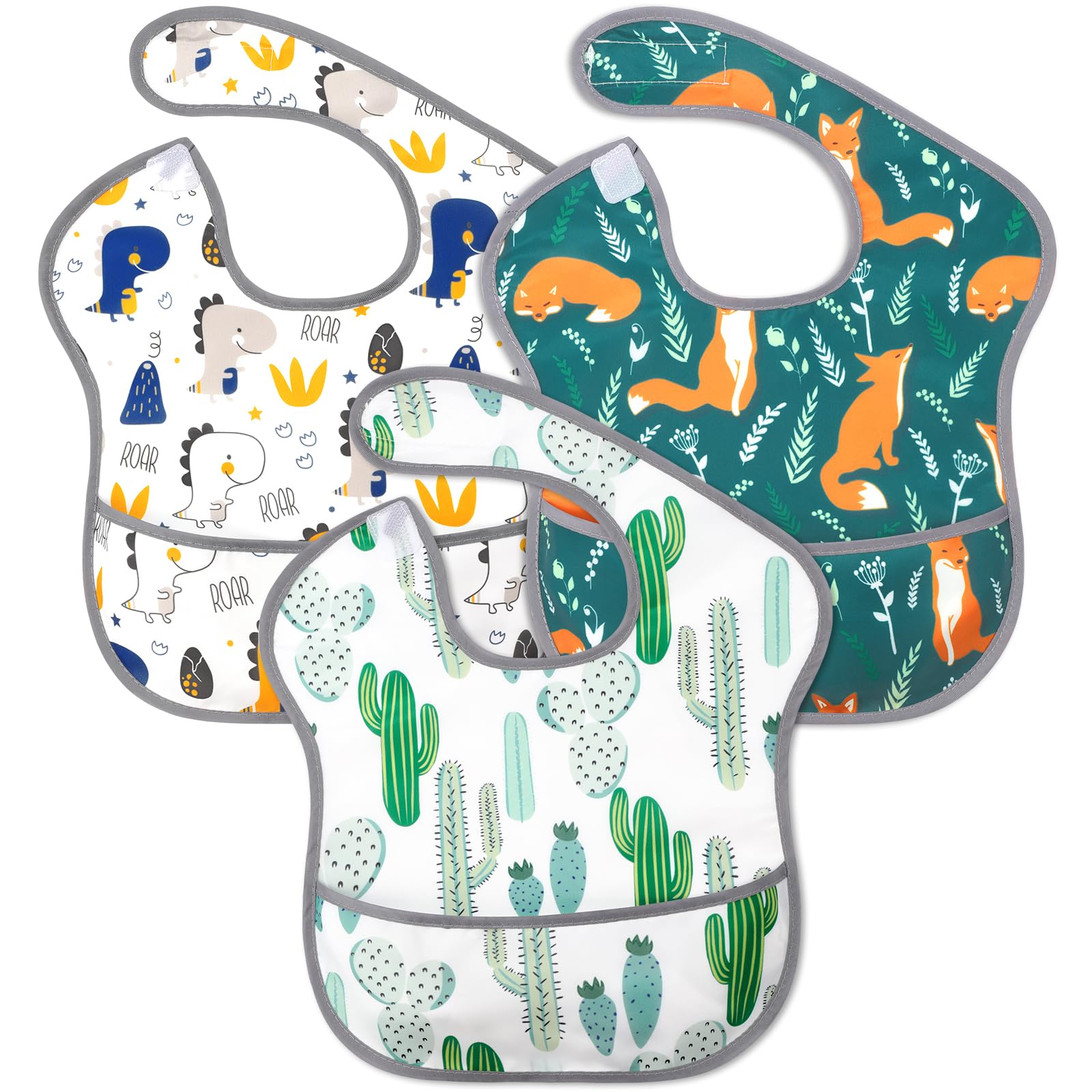 Accmor baby bibs with waterproof pocket protect clothes during meals.
