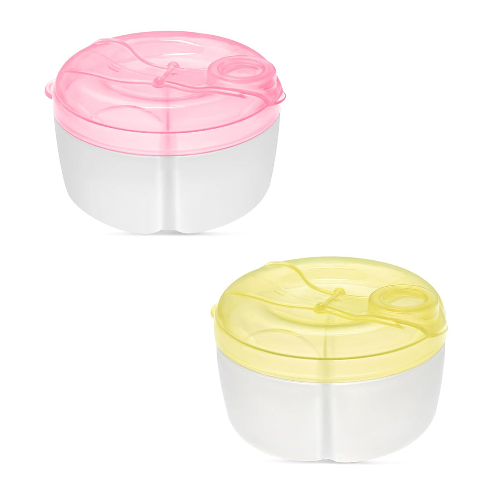Accmor baby formula dispenser with three independent compartments for pre-measured powder.