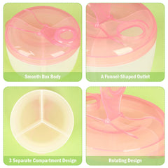 Funnel-shaped opening enables simple pouring of powder into bottles.