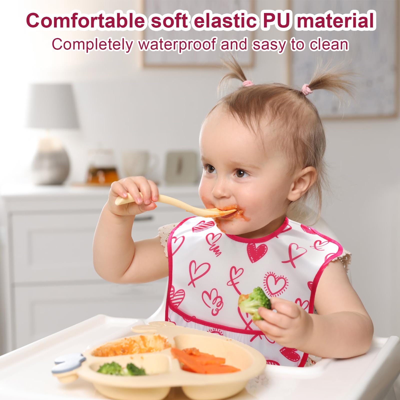 Accmor bib ready to wipe clean or machine wash after meals