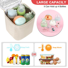 Accmor cooler bag offers large capacity for four 8oz bottles during daycare.