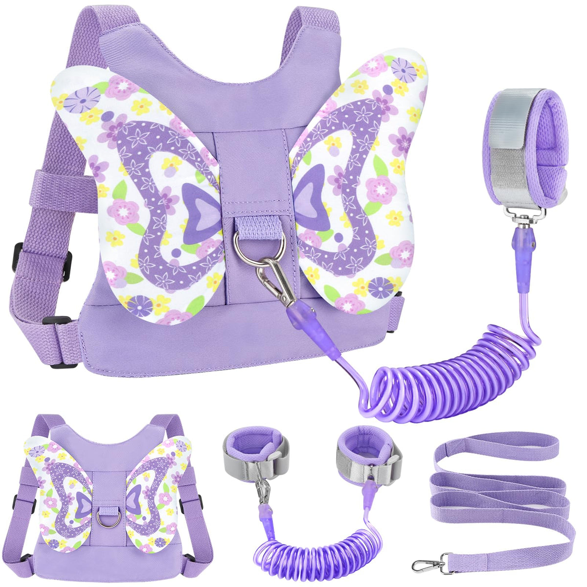 Accmor butterfly harness close-up highlights soft cotton and secure straps for toddlers.