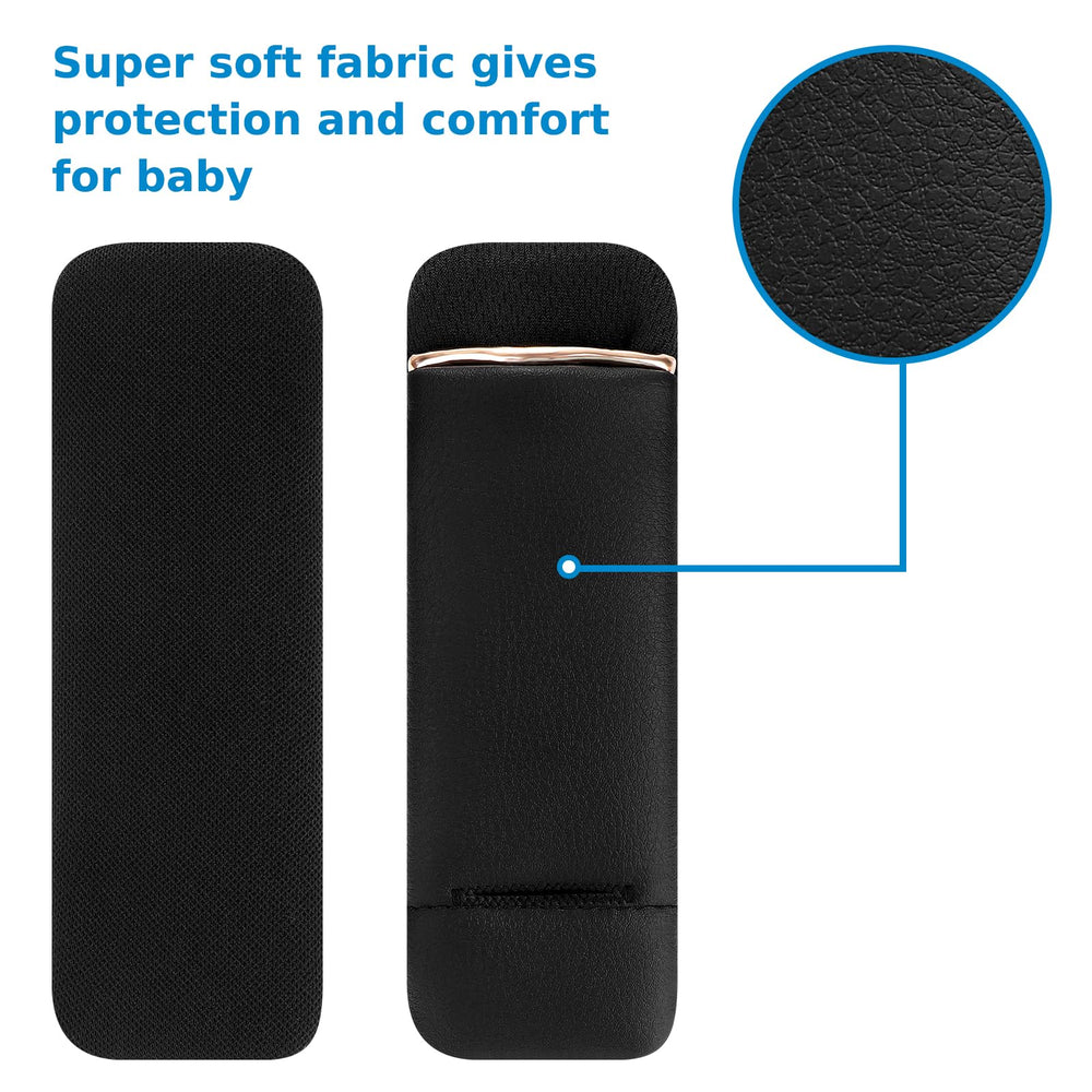 Accmor strap pads showing easy installation on a car seat belt.