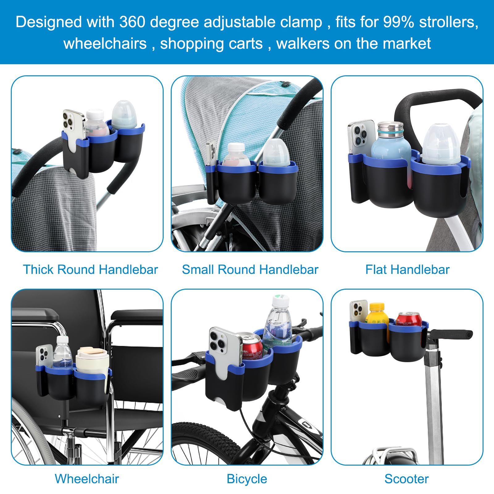 Accmor adjustable clamp fits rods from 0.55 to 1.6 inches.