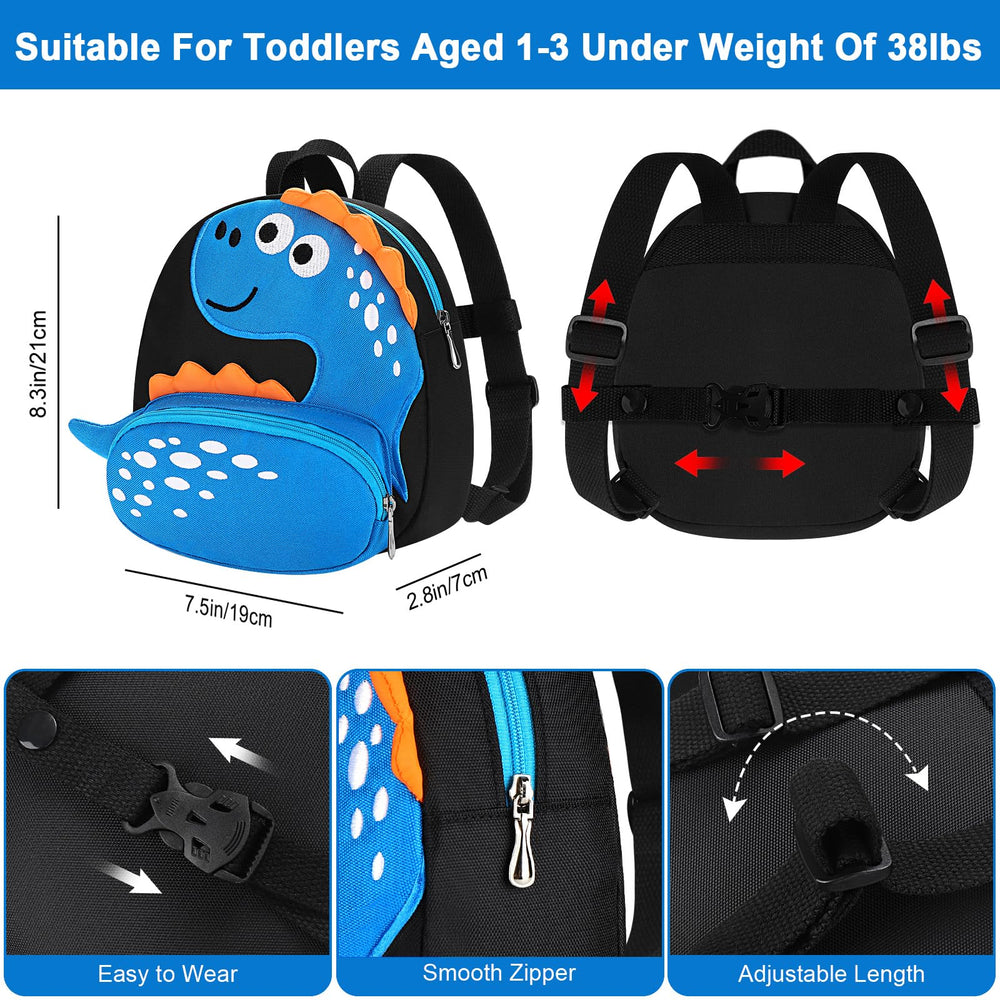 Accmor dinosaur backpack leash side view highlighting portable kid storage and easy access
