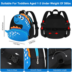 Accmor dinosaur backpack leash side view highlighting portable kid storage and easy access