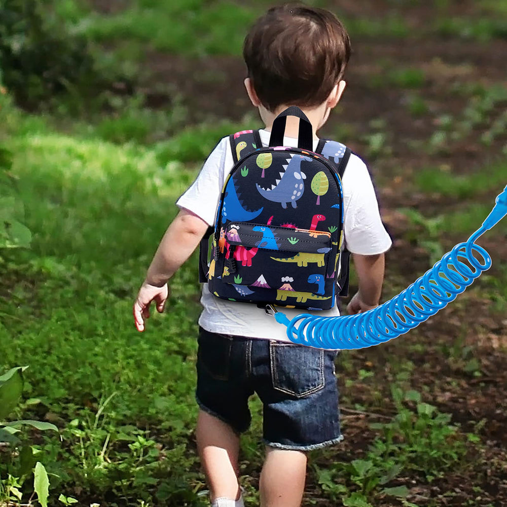 Accmor dinosaur-pattern backpack close-up shows playful appeal for toddlers.