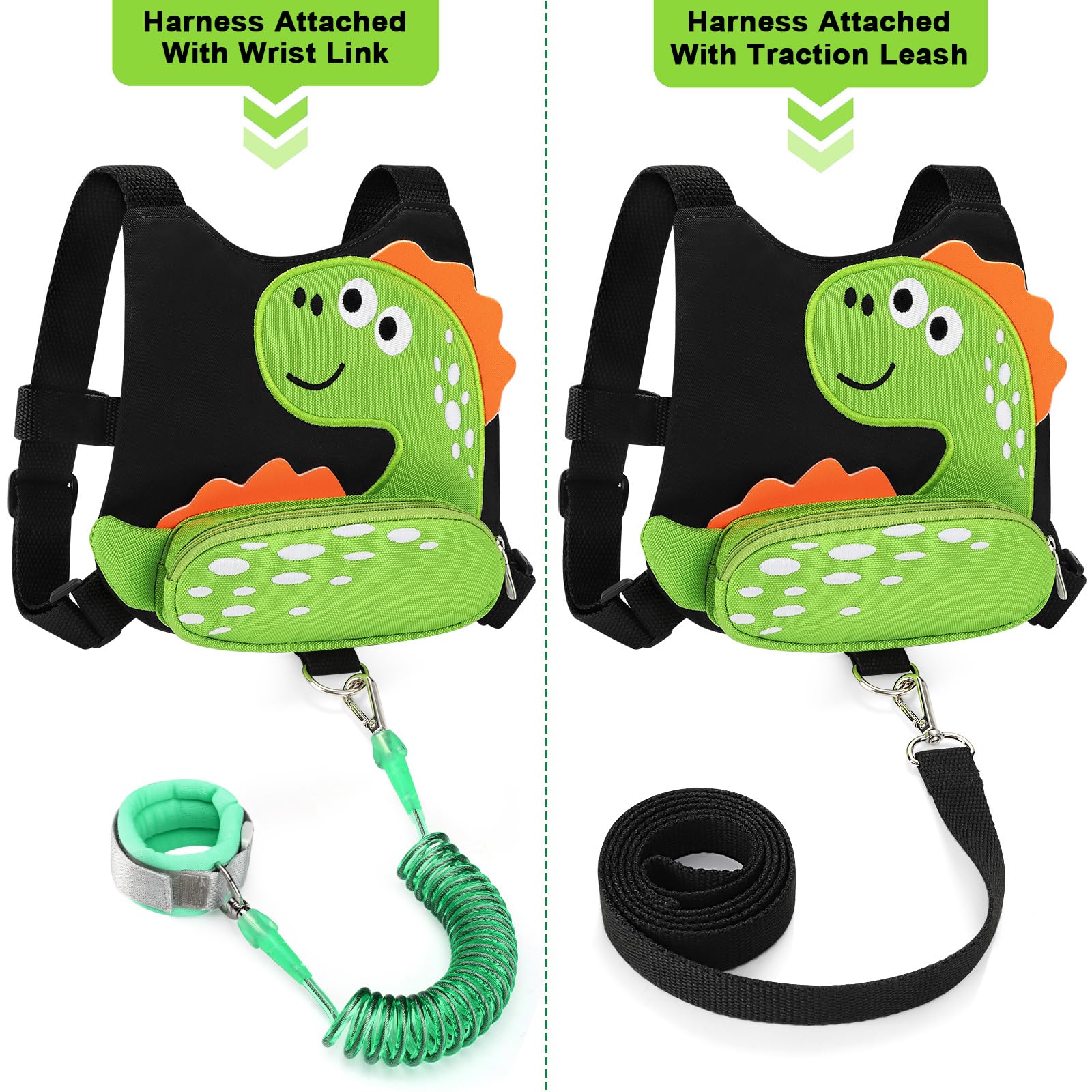Accmor dinosaur pattern harness with soft cotton straps for comfort