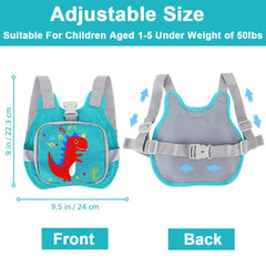 Accmor dinosaur harness blue side view with adjustable straps