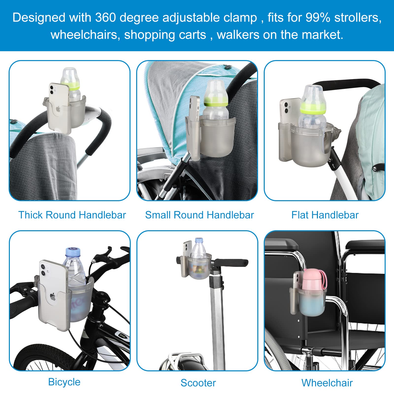 Accmor easy clip-on cup holder installs in seconds.